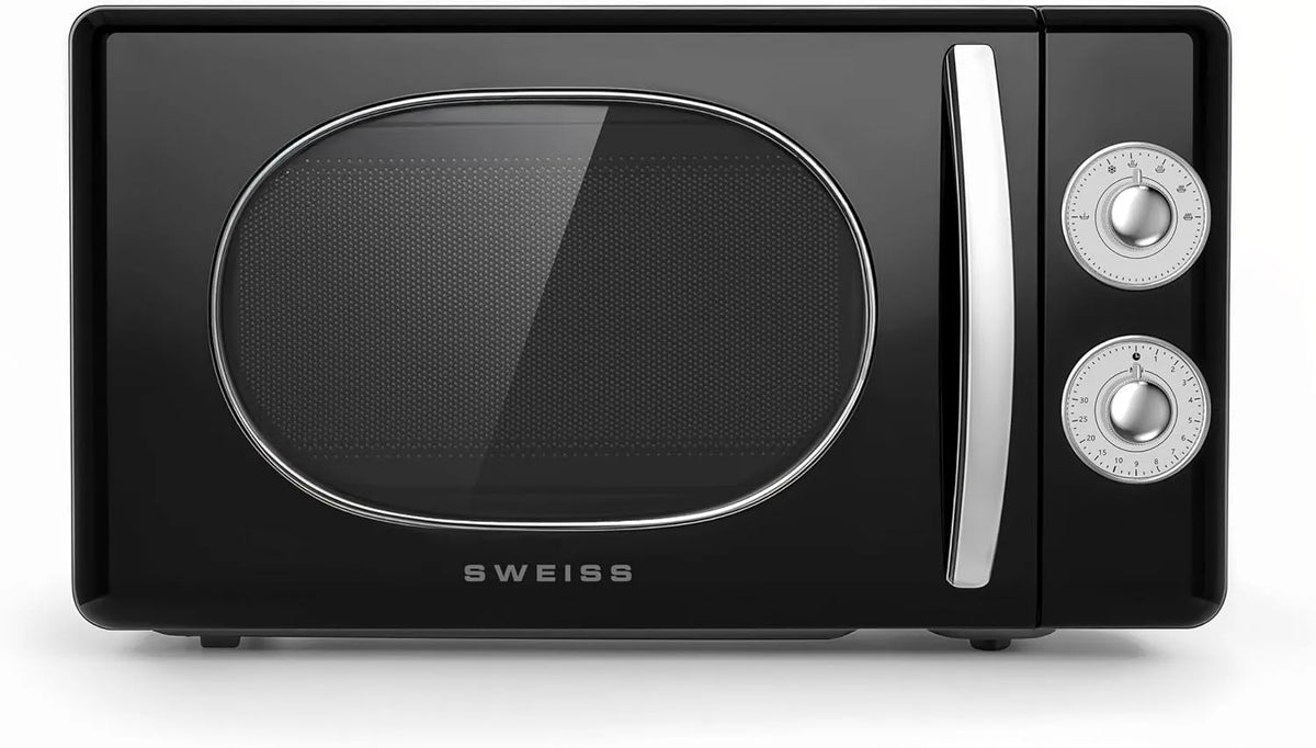 Forno a microonde, 24, 5 cm, 20 L, 700 W, SWEISS MOVI9, timer, scongelamento, nero, 6 modalità di cottura, 20L Nero, 700W