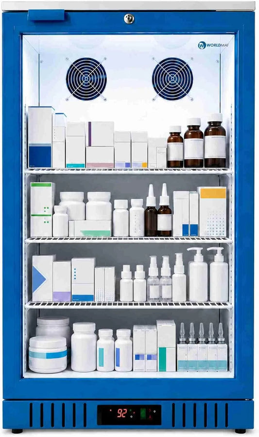 Frigorifero medico portatile, professionale, trasporto di insulina e farmaci, Frigorifero Espositore per farmacia con anta in vetro 133 LT e doppia