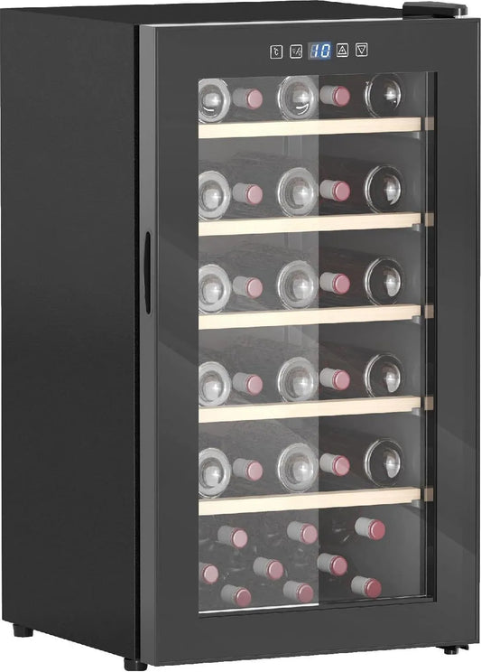 Cantinetta vino, 91 L, 41 bottiglie, nero, Cantinetta Vino 41 Bottiglie Capacità 91L Controllo Temperatura e Ripiani in Legno Nero