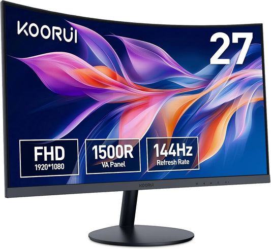 Monitor, 27 pollici, 144 Hz, KOORUI 27N5CA, Full HD, pannello VA, KOORUI Monitor 27 Pollici Curvo 144 Hz Full HD VA 3000:1 27N5CA