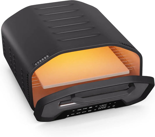 Klarstein Forno elettrico per pizza, 1700 W, 7 programmi, touch, compatto, vetro, display digitale, nero, 430°C, Doppio Riscaldamento