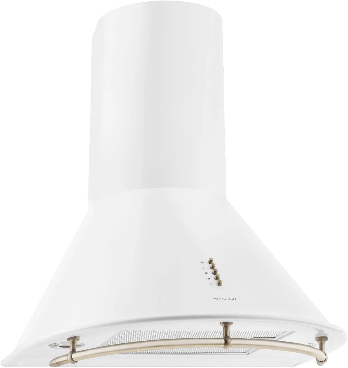 Klarstein Cappa aspirante, 60 cm, 352 m3/h, cappa da cucina, acciaio inox, bianco, Barra da 75 cm, Klarstein Lumio Primo - Cappa aspirante retrò
