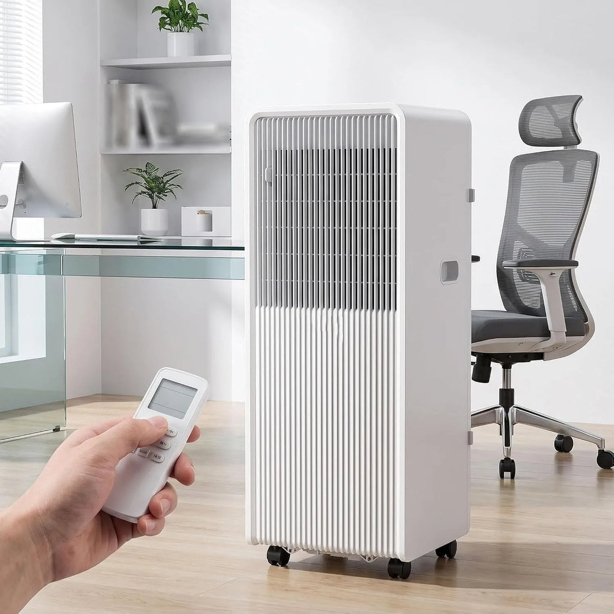 Condizionatore 24H, portatile, timer, unità AC Smart con 4 modalità, 10000 BTU, Telecomando e Kit di Installazione per Ufficio. incl