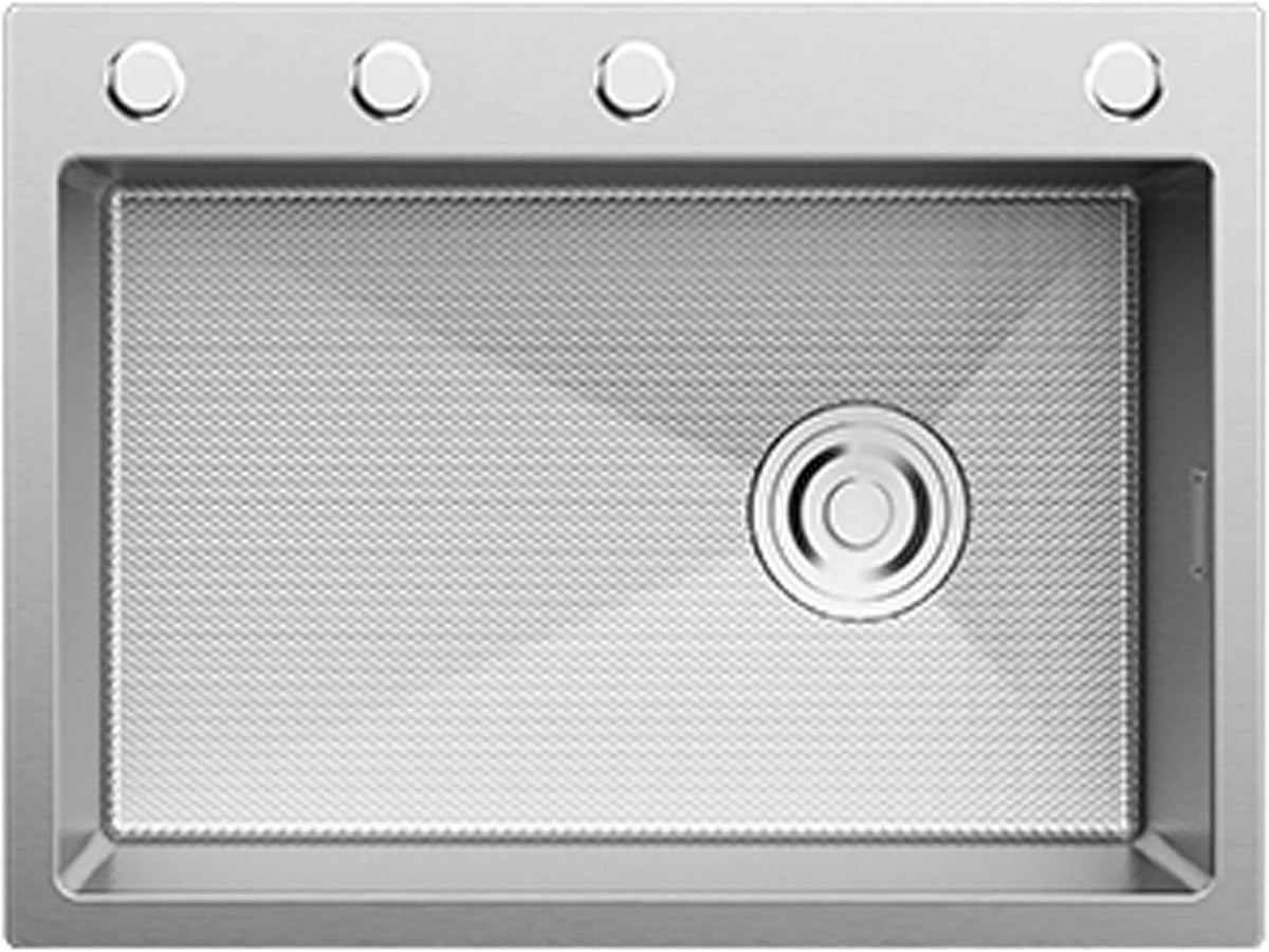 Lavatrice cm-3, 60 × 45 cm, acciaio inox, Lavello da Cucina in Acciaio Inossidabile con Dispenser di Sapone, Set di Scarico per Tazza e cestello di