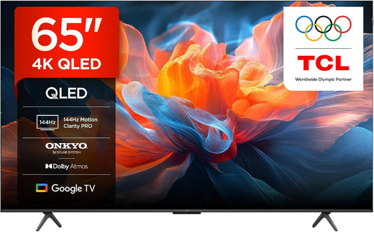 TCL 65T8C Smart TV, 65 pollici, 144 Hz, televisore, 4K UHD, QLED, HDR, 144Hz VRR, pensato per il gaming
