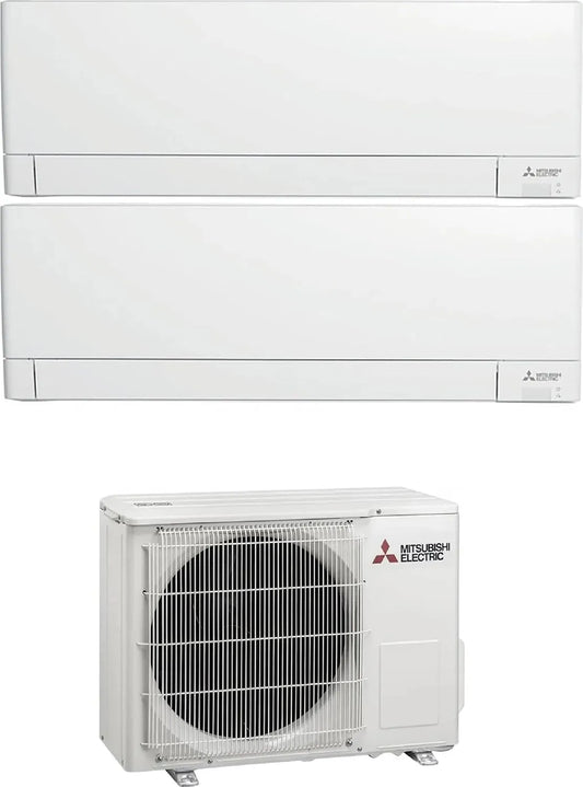 Mitsubishi Climatizzatore dual split, 2x MSZ-AY25VGKP + MXZ-2F42VF, 9000 + 9000 btu, Classe energetica A+++, A++ MSZ-AY25VGKP MXZ-2F42VF