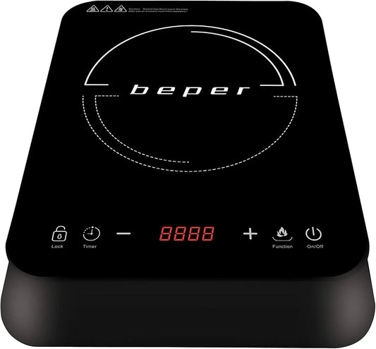 Portatile con Superficie in Cristallo Antigraffio, Piastra a Induzione, Pannello Digitale, 10 Livelli di Potenza, Beper BF.700, 10 Temperature da 60°