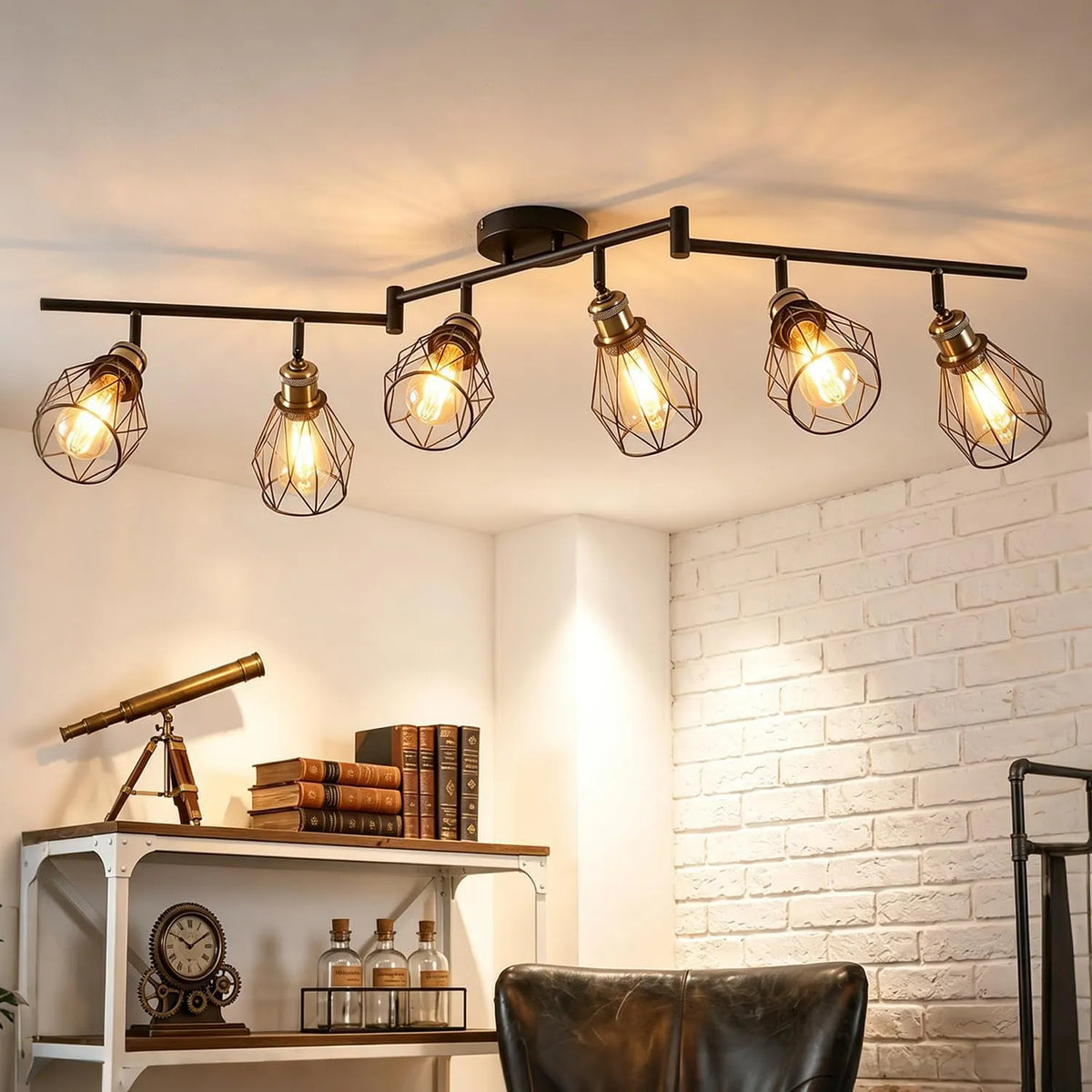 modello E27, ANWIO Faretti led E27, Lampadario 6 Faretto LED, Faretti Soffitto Neri Orientabili, Plafoniera Industriale, Illuminazione a Binario per