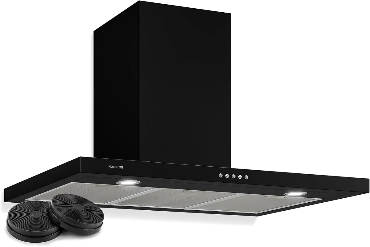 Klarstein Cappa aspirante, 90 cm, 640 m3/h, 64 dB, cappa da cucina, illuminazione LED, 3 velocità, montaggio a parete, display digitale, nero
