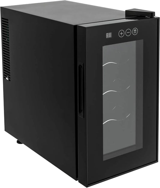 Frigorifero, 8 bottiglie, 8 a 18 °C, rosso, illuminazione a LED, intervallo di temperatura 8, bar, autoportante, per casa, ufficio