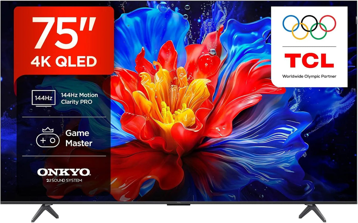 Google 75P8K Smart TV, 75 pollici, televisore, 4K UHD, QLED, HDR, TCL, Google TV con audio Onkyo 2.1