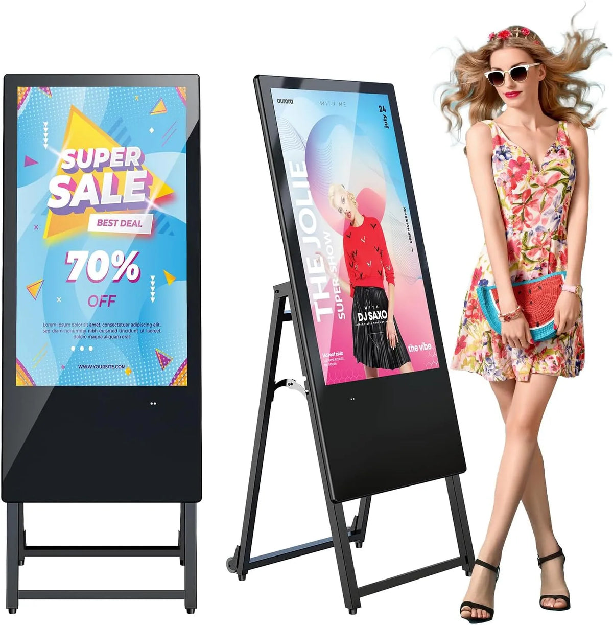 Display digital signage, 32 pollici, display pubblicitario LCD, professionale, Wi-Fi, HDMI, USB, visualizzazione pubblicitaria digitale, Portabilità