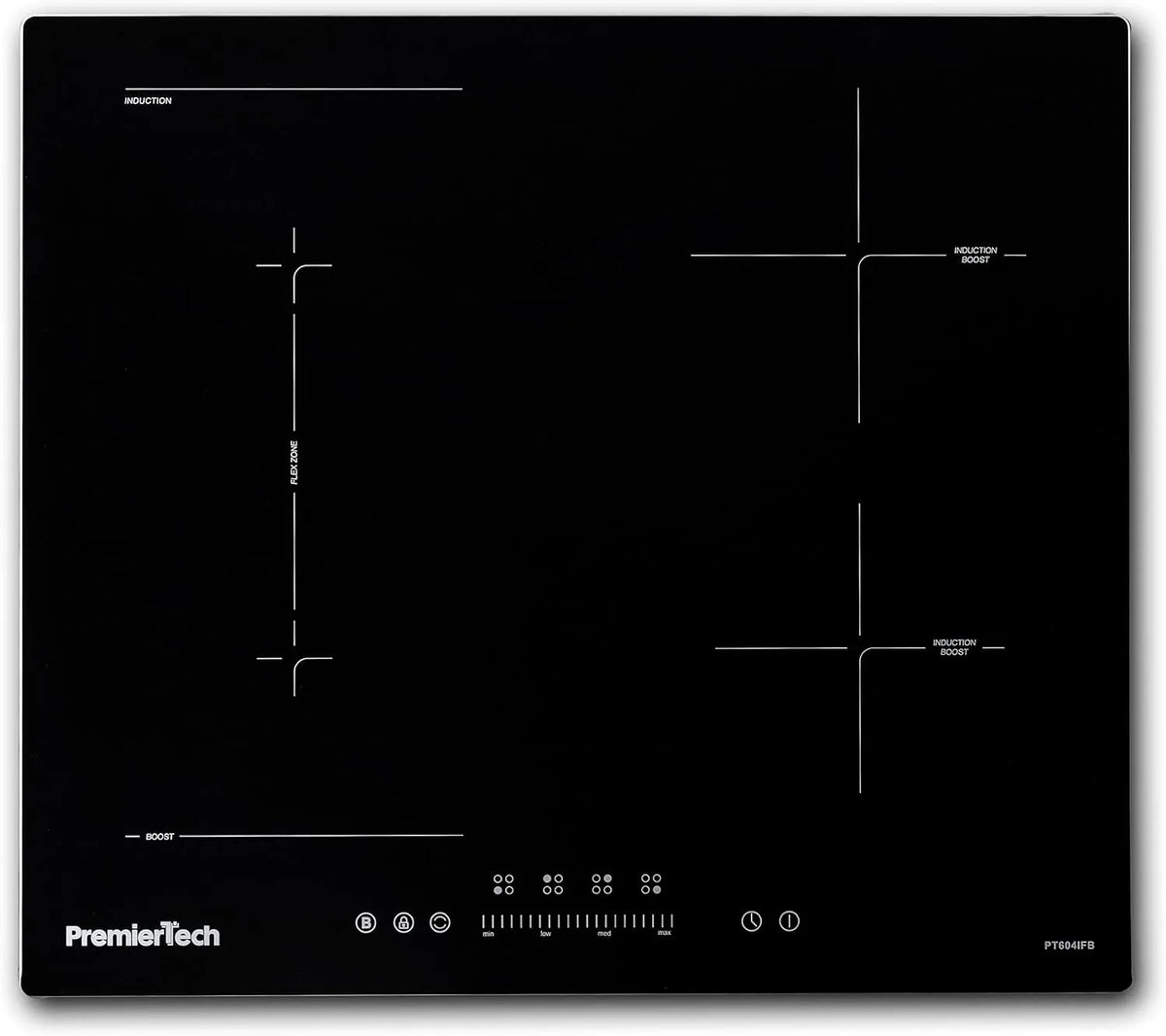 Piano cottura a induzione PT604IFB, 60cm, 4 fuochi, piastra a induzione, da incasso, nero