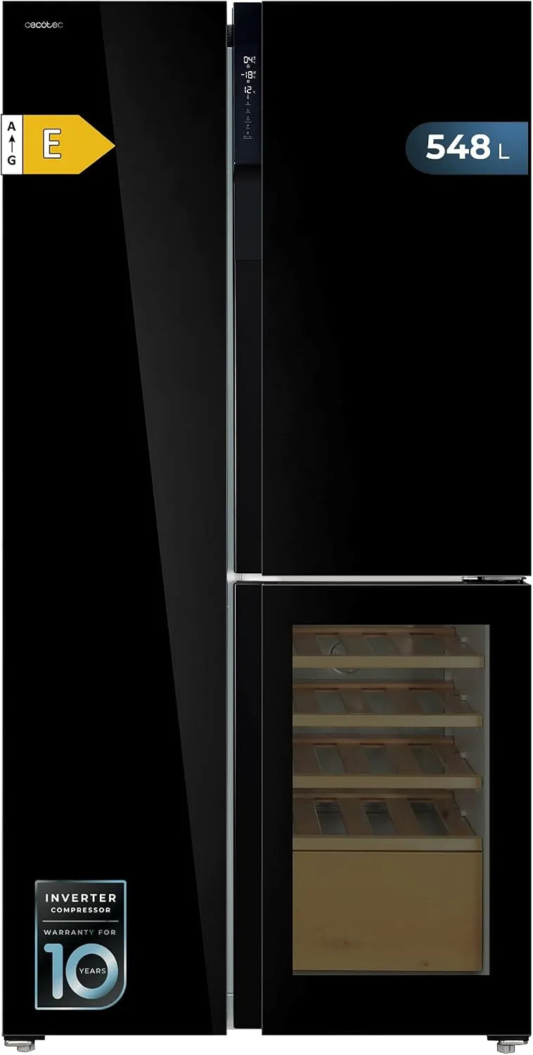 Cecotec Bolero CoolMarket TDW Frigorifero, 436 L, classe energetica E, No Frost, Inverter, nero, Fast Cooling, Metal Cooling, Vinoteca, Fast Freezing