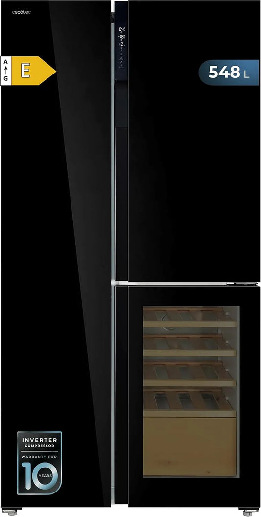 Cecotec Bolero CoolMarket TDW Frigorifero, 436 L, classe energetica E, No Frost, Inverter, nero, Fast Cooling, Metal Cooling, Vinoteca, Fast Freezing