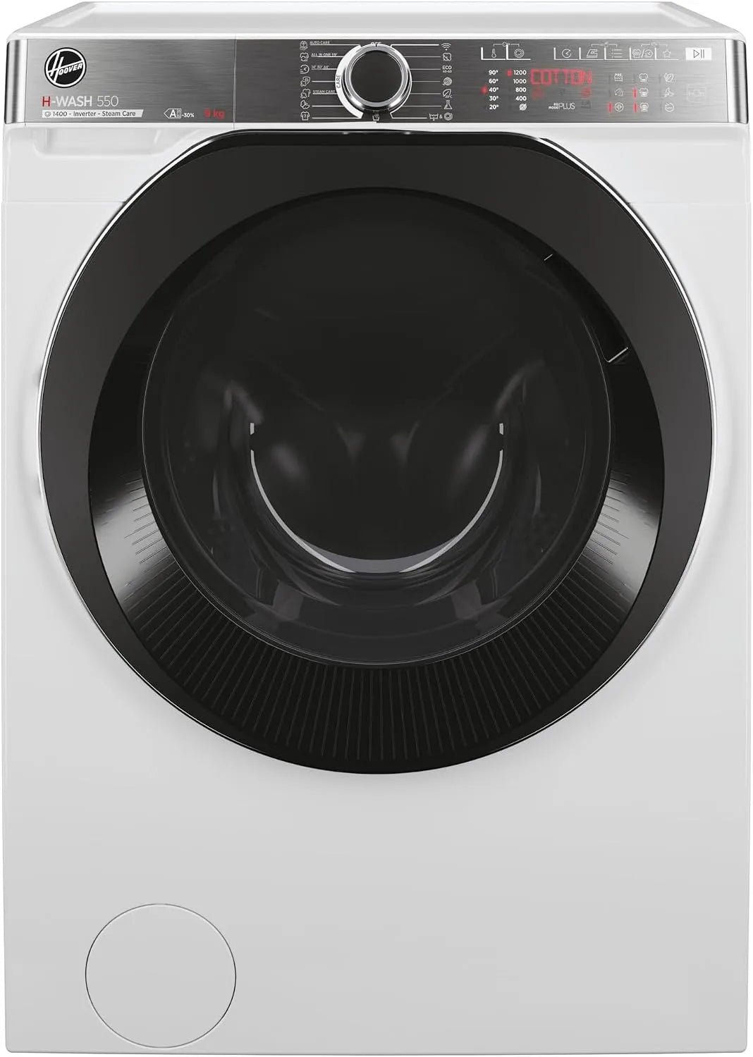 Hoover H5WPB 49BC9/1-S Lavatrice, 85x60x54 cm, 9 kg, classe energetica A, libera installazione, app, bianco, 1400 Giri, Classe A-30%, AxLxP 85x60x54