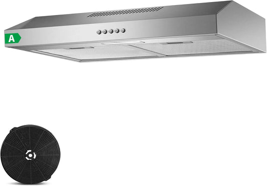 Cappa aspirante, 60cm, 201 m3/h, cappa da cucina, TopStrong, acciaio inox, 3 gradini, cappa cucina aspirante con filtro a carboni attivi CF-D