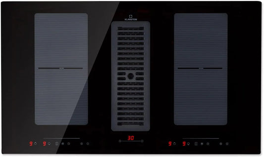 Klarstein Piano cottura a induzione, 4 fuochi, 654 m3/h, classe energetica A, piastra a induzione, touch, Cappa Cucina 654m3, Klarstein 2 in 1 Piastra