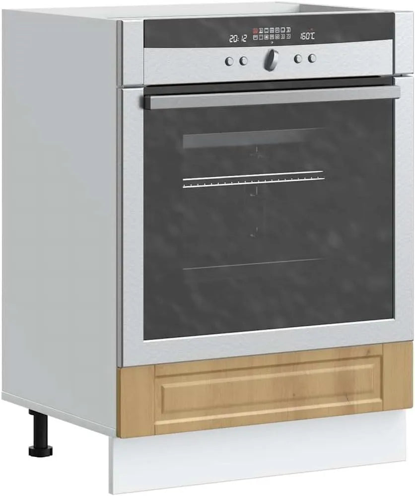 Forno a microonde, 60 x 46 x 81, 5 cm, Porto Artisan - Armadietto in legno di quercia con piedini regolabili, capienza per forno e microonde, compatto