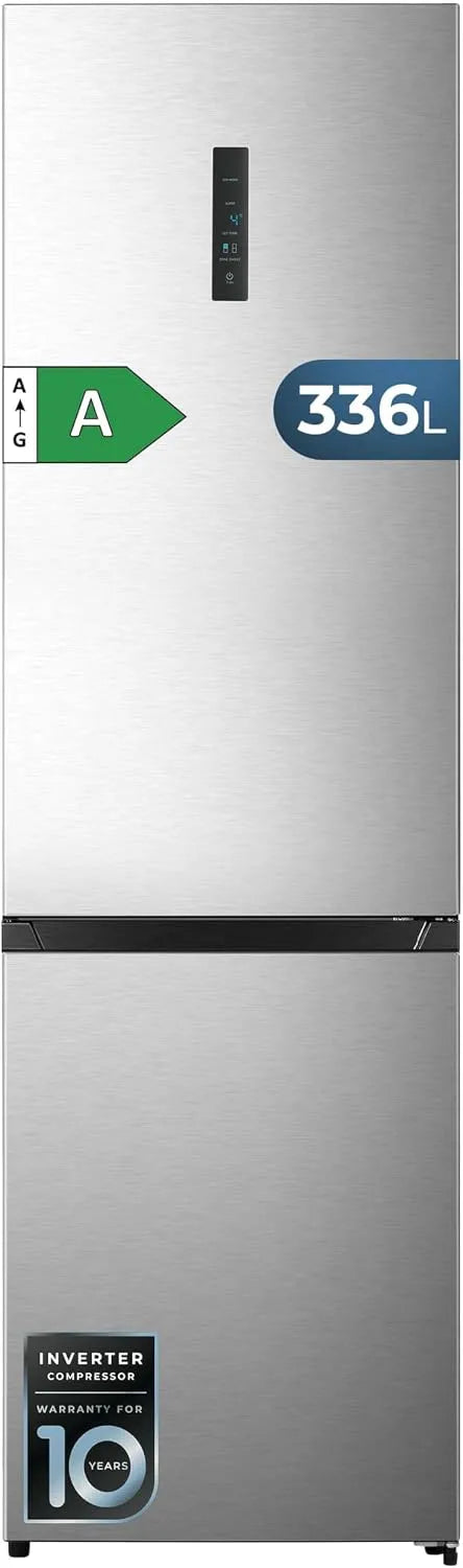 Cecotec Bolero CoolMarket Combi Frigorifero combinato, 336 L, No Frost, Inverter, acciaio inox, frigo con congelatore, Fresh Flex, Humidity Flex