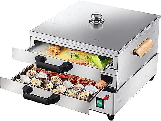 Forno elettrico, vapore, acciaio inox, Vaporiera per Vermicelli al Vapore in Acciaio Inossidabile A 2 Strati con 3 Vassoi
