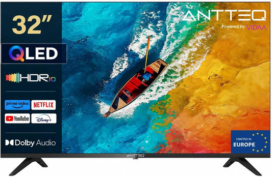 Smart TV, 32 pollici, televisore, Antteq AV32H5Q, QLED, triplo tuner DVB-T2, S2, Bluetooth, App Store, DAZN, Netflix, Prime Video, Rakuten TV