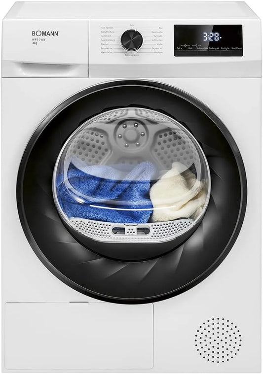 Bomann Asciugatrice, 15 programmi, 8 kg, non necessita di collegamento dell'acqua, asciugatrice con funzione antitaglia, essiccatore a condensatore
