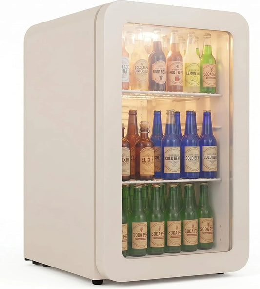 Frigorifero, 128 L, kiosco e gastronomia, colore crema, con ampio spazio per cucina, ufficio, design elegante per casa, sala giochi e hotel