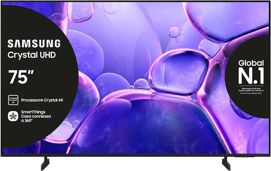 Samsung UE75U8090FUXZT Smart TV, televisore, 4K UHD, HDR, OTS Lite & Adaptive Sound, Crystal 4K Processor, Smart Experience, 2025, Metal Stream Design