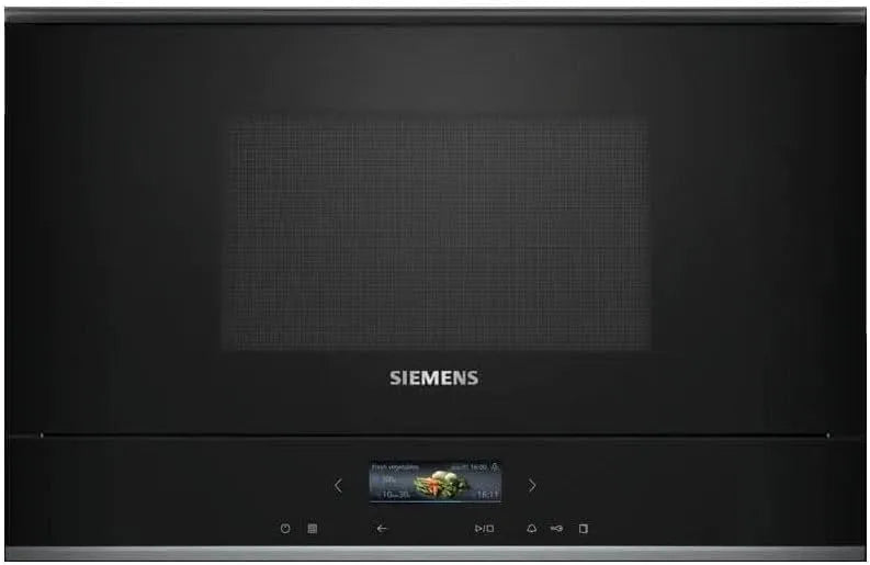 Siemens iQ700 BF722L1B1 Forno a microonde, da incasso, nero, cookControl7, ideale per l'installazione rialzata, Programmi automatici, humidClean Plus
