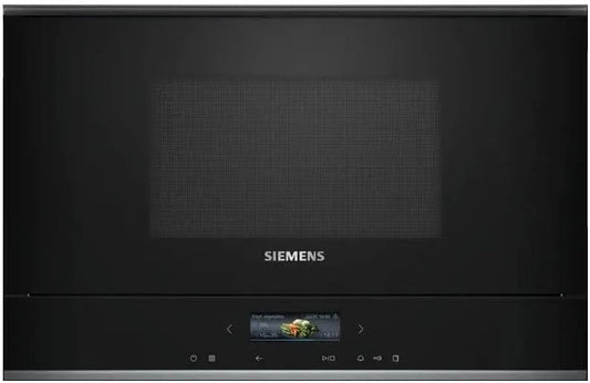 Siemens iQ700 BF722L1B1 Forno a microonde, da incasso, nero, cookControl7, ideale per l'installazione rialzata, Programmi automatici, humidClean Plus