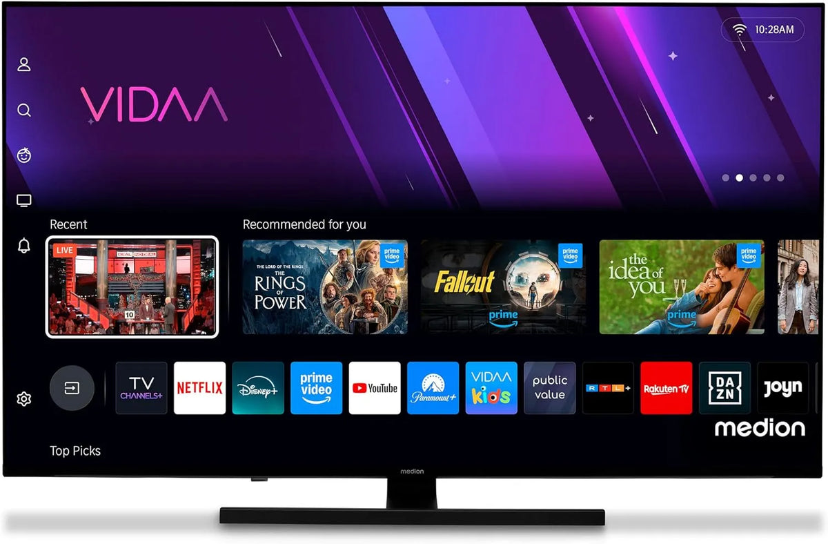 Smart TV, 55 pollici, televisore, 4K UHD, QLED, HDR, triplo tuner DVB-T2, S2, audio Dolby, DVB-S2, registrazione PVR, DVB-T2 HD, MD 855600, 138