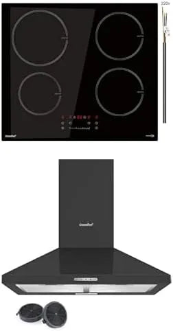 Piano cottura a induzione, 60 cm, 4 fuochi, 7400 W, piastra a induzione, COMFEE' CIH741F238K0 PYRA17B-60, da incasso, COMFEE' CIH741F238K0 7400W Piano