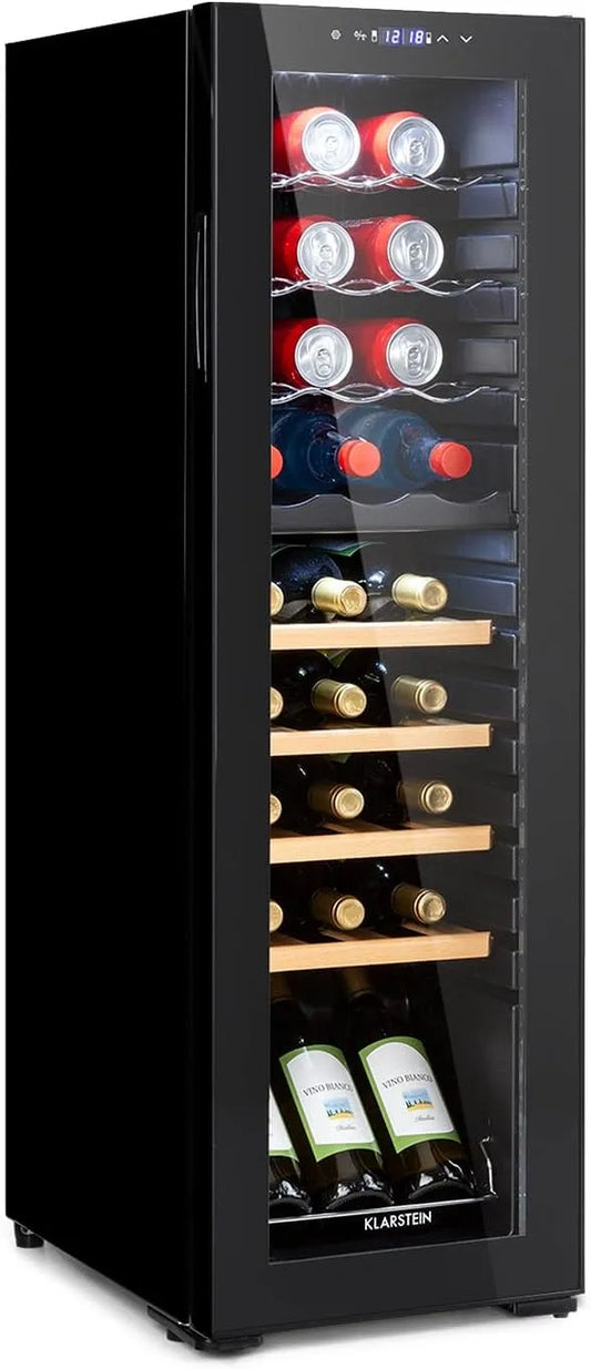 Klarstein Cantinetta vino, 27 bottiglie, Installazione Libera, Doppia Zona di Raffreddamento, con Compressore a Risparmio Energetico - Portabottiglie
