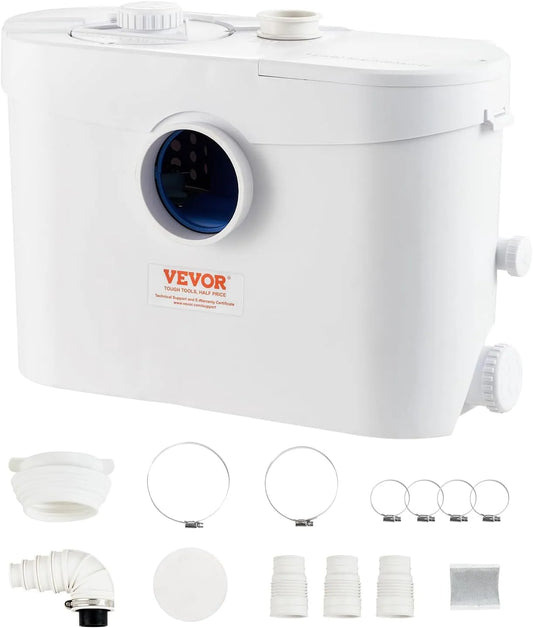 VEVOR Macchina per Smaltimento delle Acque Reflue della Vasca da Bagno, Pompa Trituratore 700 W Portata max. 9600 L/h Prevalenza 10 m Pompa Maceratore