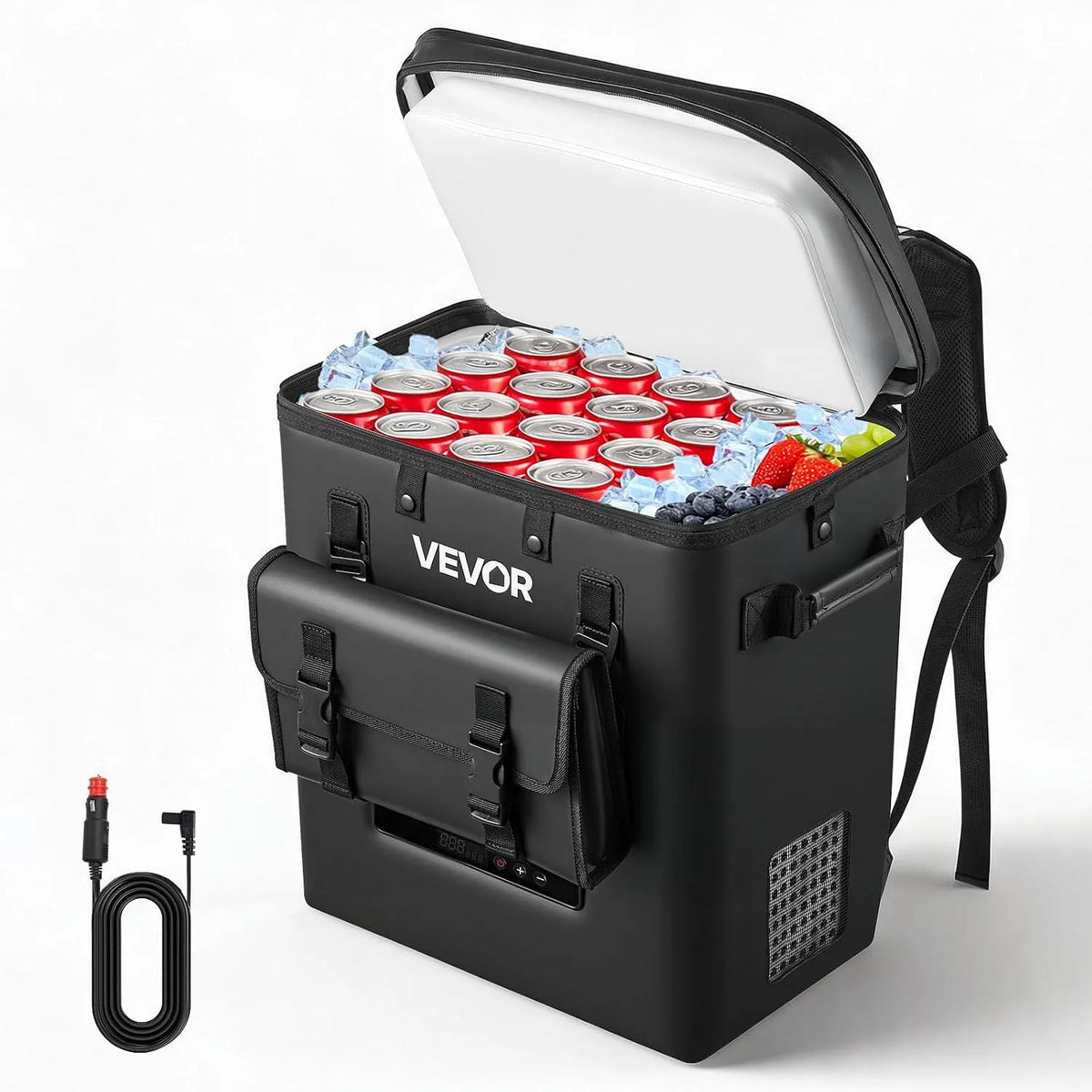 VEVOR 12, 24V Frigorifero portatile, 13 L, -6 a 10 °C, 24 V, auto, 2 zone di temperatura, mini frigo portatile, Mini Frigorifero con Compressore per
