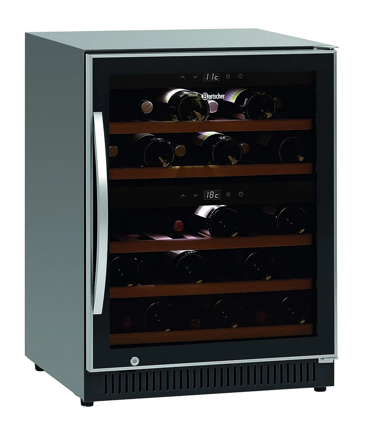 Cantinetta vino, 40 L, 40 bottiglie, 1000 W, nero, Bartscher 700133 Cantinetta per vino Bizone per 40 Bottiglie Nero Laccato 40 L 1000 W
