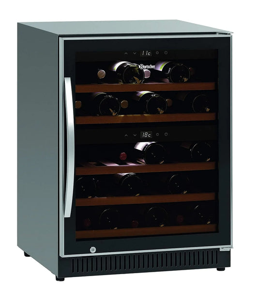 Cantinetta vino, 40 L, 40 bottiglie, 1000 W, nero, Bartscher 700133 Cantinetta per vino Bizone per 40 Bottiglie Nero Laccato 40 L 1000 W