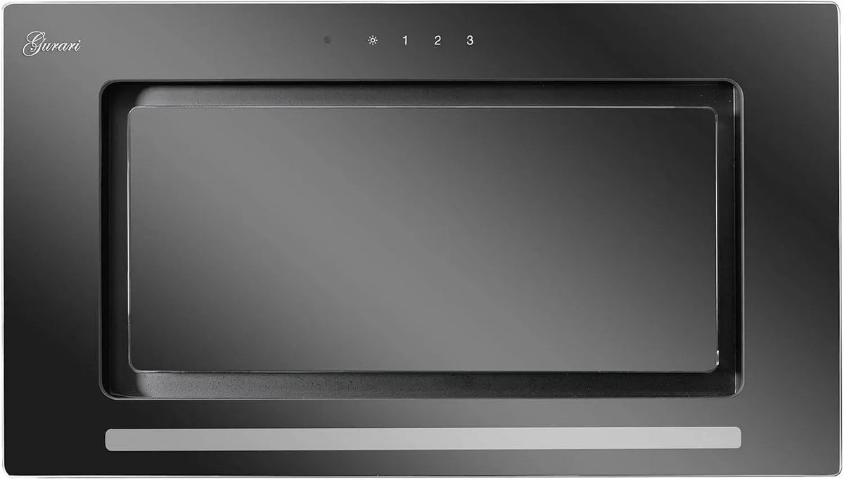Cappa aspirante, 70 cm, 1000 m3/h, cappa da cucina, scarico e ricircolo, da incasso, 3 livelli, nero, Gurari 217 PRIME, colore nero, con telaio e