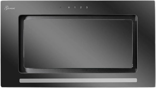 Cappa aspirante, 70 cm, 1000 m3/h, cappa da cucina, scarico e ricircolo, da incasso, 3 livelli, nero, Gurari 217 PRIME, colore nero, con telaio e