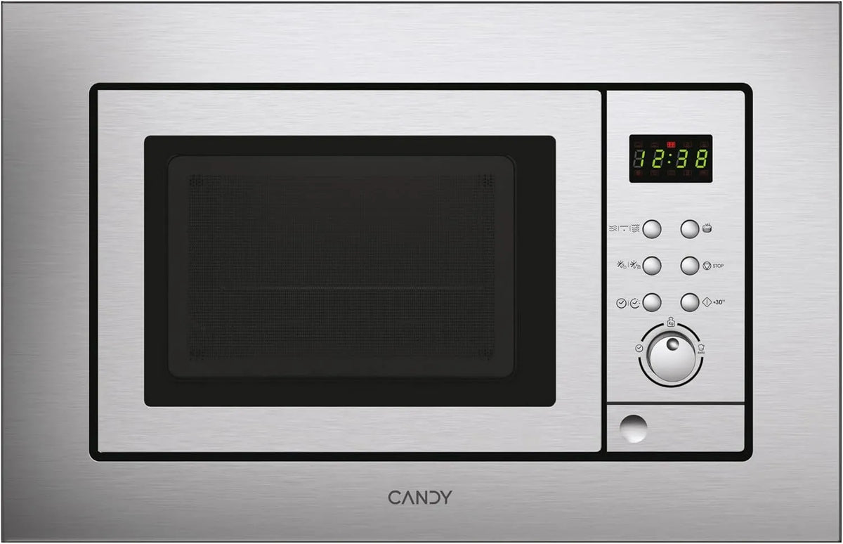 Candy Forno a microonde, 59, 5x34, 35x38, 2 Cm, 20 L, 800 W, grill, da incasso, scongelamento, acciaio inox, 20 Litri, Ricette Automatiche, Funzione