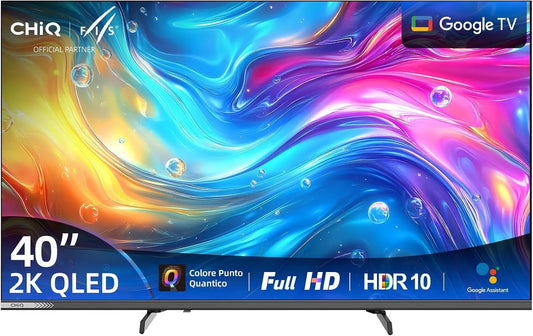 Google L40QST Smart TV, 40 pollici, televisore, QLED, Full HD, CHiQ L40QST 40' QLED Full HD Google TV Design Metallo HEVC Main 10