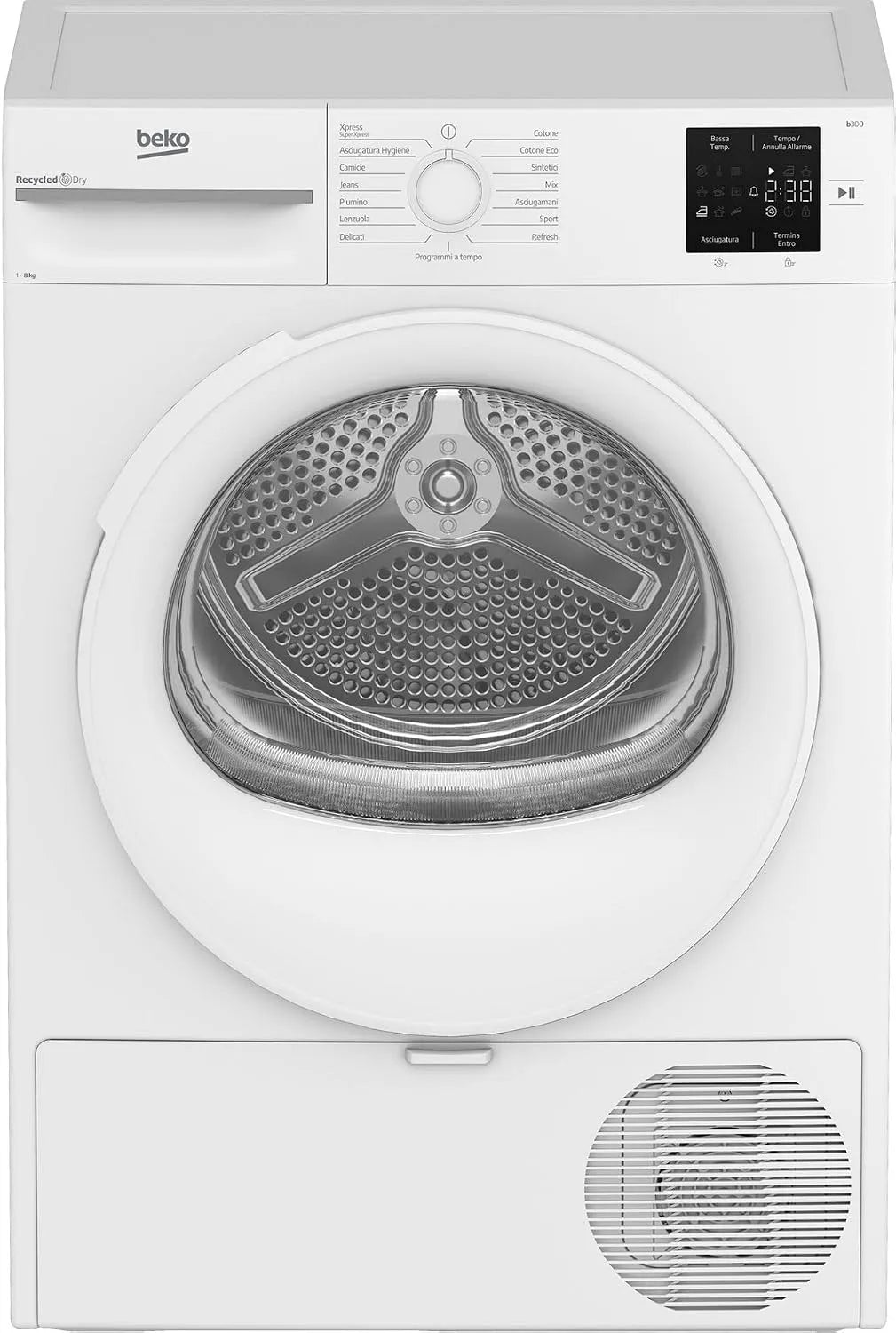 Beko BMTR38W Asciugatrice, 8 kg, classe energetica E, libera installazione, display digitale, con Pompa di calore