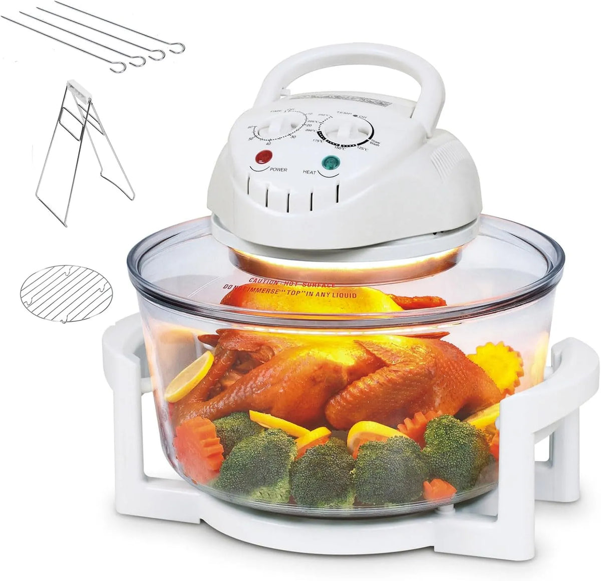 Forno elettrico, timer, vapore, arrostire e barbecue, grigliare, Friggitrice ad aria Forno alogeno multifunzione con temperatura regolabile e timer