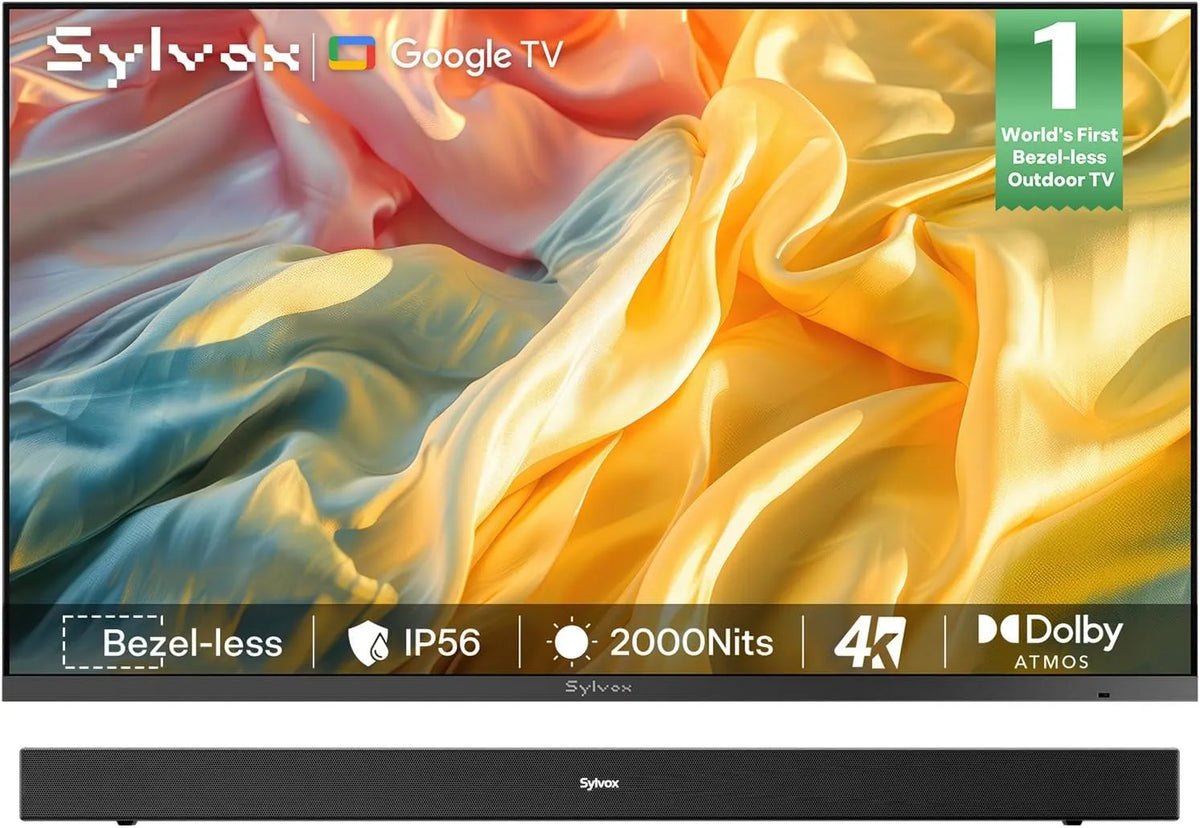Google 2000Nits Smart TV, 55 pollici, televisore, 4K UHD, audio Dolby, Wi-Fi, esterno, IP65, Bluetooth, Dolby Atmos, Smart Google Outdoor TV