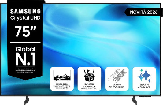 Samsung UE75U8090HUXZT Smart TV, 75 pollici, televisore, 4K UHD, HDR, HDR10+, Crystal 4K Processor, 2026, Vision AI, PurColor, Motion Xcelerator