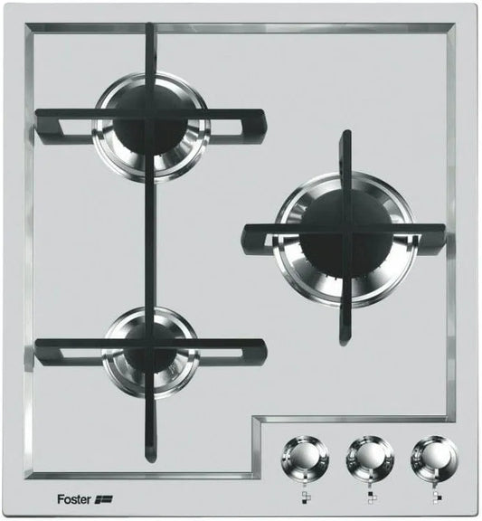 Piano cottura a gas, 1100/1750 W, da incasso, ghisa, acciaio inox, fornello a gas, Acciaio inossidabile
