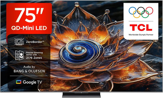 TCL 75Q8C 4.500nit Smart TV, 75 pollici, televisore, 4K UHD, HDR, ZeroBorder, Smart TV QD‐Mini LED 4K HDR10+ da 75'