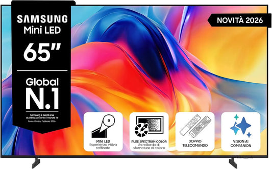 Samsung UE65M72HAUXZT Smart TV, 65 pollici, 50 Hz, televisore, 4K UHD, HDR, HDR 10+, Motion Xcelerator 50Hz, Voice Control with AI, 2026, Vision AI