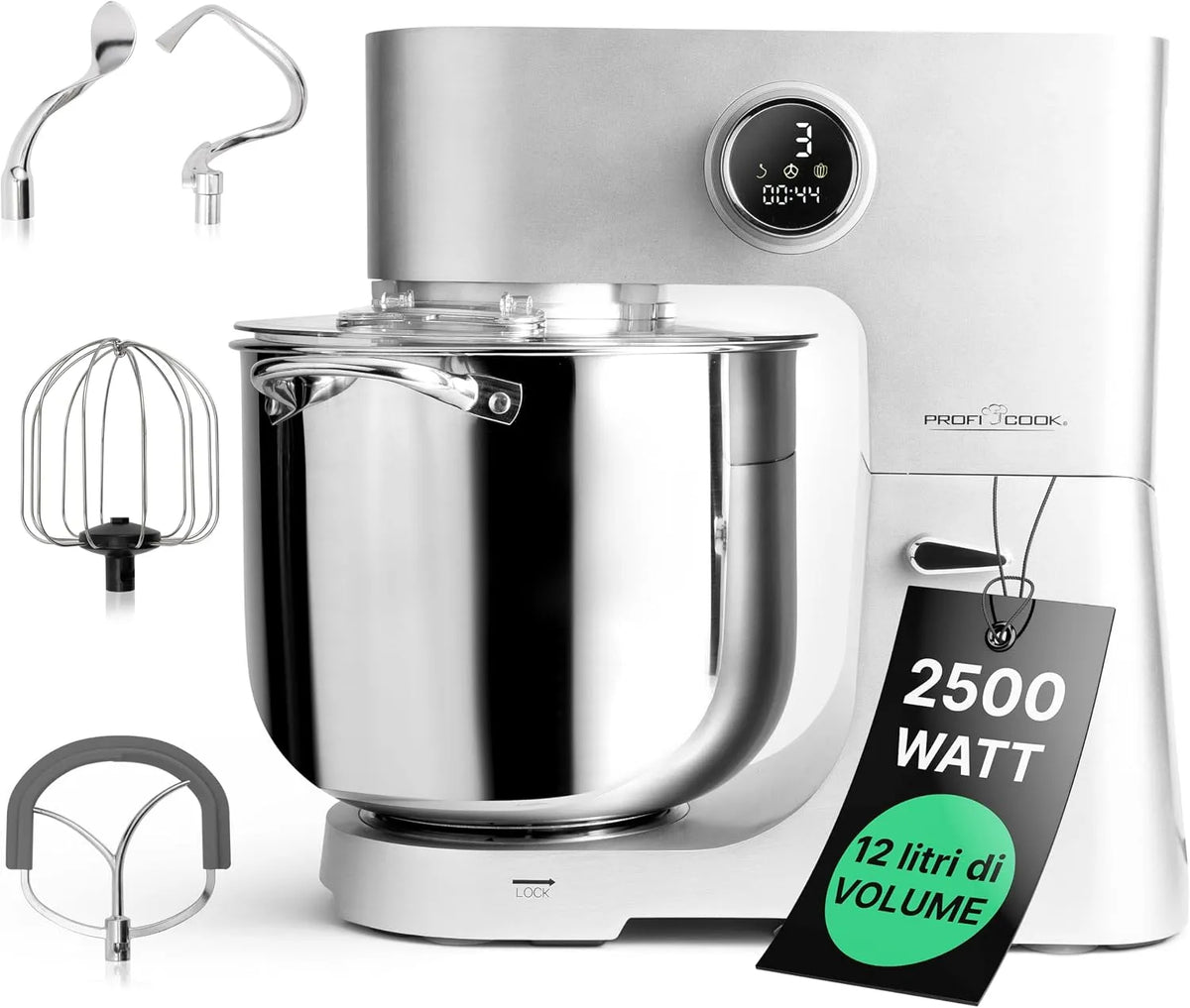 Robot da cucina, 12 L, ProfiCook® Robot da cucina con ciotola XXL da 12 litri